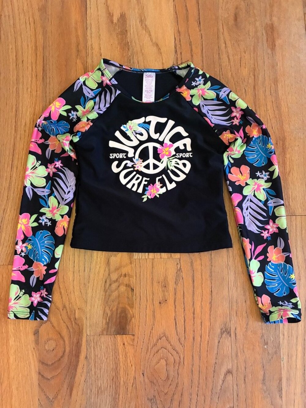 Justice Girls Tropical 'Justice Surf Club' Long-Sleeve Rash Guard XS